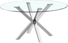 Spisebord DKD Home Decor Krystal Sølvfarvet Stål (110 x 110 x 76 cm)