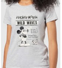 Disney Mickey Mouse Retro Poster Wild Waves Women's T-Shirt - Grey - S - Grey