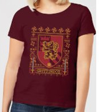 Harry Potter Gryffindor Crest Women's Christmas T-Shirt - Burgundy - S