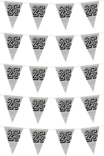 5x Zilveren verjaardag/jubileum vlaggenlijnen 25 jaar 8 meter