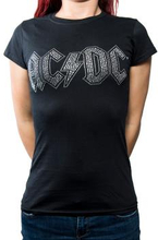 AC/DC: Ladies T-Shirt/Logo (Diamante) (Large)