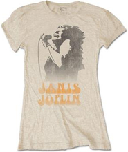 Janis Joplin: Ladies T-Shirt/Working The Mic (Large)