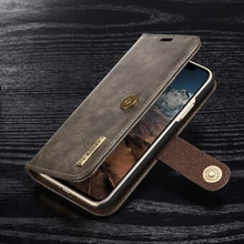 DG.MING For iPhone X/XS Shockproof Anti-scratch Split Leather Wallet Cover + Detachable PC Phone Ca