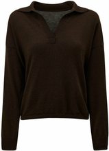 Mørkebrun Lexington Heather Merino Wool Knitted Polo Shirt Genser