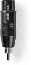 XLR adapter | XLR 3-Pin Hun | RCA Hanstik | Nikkelplateret | Lige | Metal | Sort | 1 stk. | Plastikp