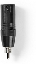 XLR adapter | XLR 3-Pin Han | RCA Hanstik | Nikkelplateret | Lige | Metal | Sort | 1 stk. | Plastikp