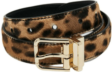 Dolce Gabbana Brown Leopard Print Calf Hair Spenne Belt 70 cm