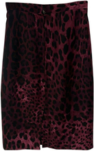 Dolce Gabbana Leopard Print Pencil Skirt in Red Silk
