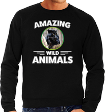 Sweater zwarte panters amazing wild animals / dieren trui zwart voor heren