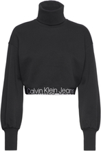 Contrast Tape Loose Roll Neck Sweat-shirt Genser Svart Calvin Klein Jeans*Betinget Tilbud