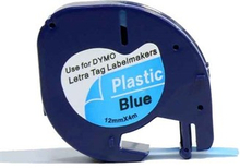 Dymo LetraTag Label Sort Tekst På Blå Tape (91205) 12mm × 4m (S0721670)