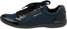 Prada Sport Black/Navy Blue Patent Leather ogylon Low Top joggesko