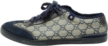 Gucci Navy Blue/Beige GG Supreme Canvas and Suede Low Top Sneakers