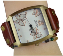 Armbandsklocka GL002 Butterfly Äkta Läder