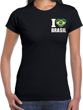 I love Brasil t-shirt Brazilie zwart op borst voor dames