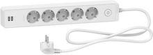 Schneider Electric Grenuttak med bryter og USB-uttak 5-veis Hvit