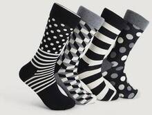 Happy Socks 4-Pack Classic Black & White Socks Gift Set Multi