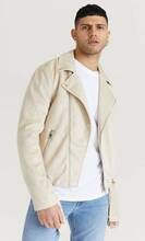 William Baxter Jacka Fake Suede Biker Jacket Beige