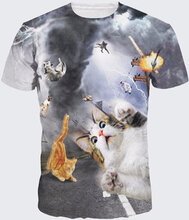 Stylish Mens Summer Cool 3D Cats Printing Casual Short Sleeved T-shirts
