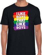 I like boys that like boys gay pride t-shirt zwart heren