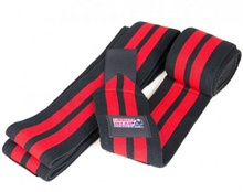 Gorilla Wear Knee Wraps, knebind 2 m, svart/rød.