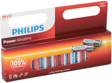 12x Philips AA batterijen power alkaline 1.5 V