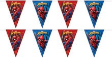 2x Marvel Spiderman themafeest vlaggenlijnenen 230 cm
