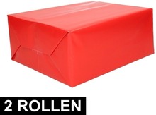 2x rollen Inpakpapier/cadeaupapier rood 200 x 70 cm op rol