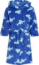 Blauwe badjas/ochtendjas haaien print voor kinderen