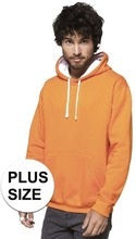 Grote maten oranje/witte sweater/trui hoodie voor heren