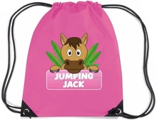 Jumping Jack paarden rugtas / gymtas roze voor kinderen