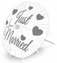 8x stuks Just Married parasol prikkers 20 cm