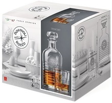 Glazen whisky/water karaf set 1 liter met 6 glazen 300 ml