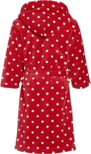 Rode badjas/ochtendjas met witte stippen print voor kinderen.