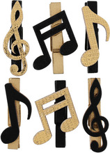 6x Bruiloft versiering muzieknoten mini knijpertjes decoratie materiaal