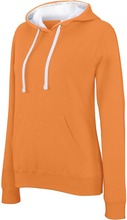 Oranje/witte sweater/trui hoodie voor dames