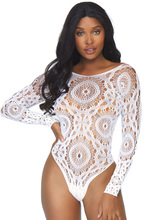 Leg Avenue Crochet Lace Snap Crotch Teddy M/L Teddy