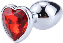 Red Scarlet Anal Plug With Heart Jewel L Buttplug metal