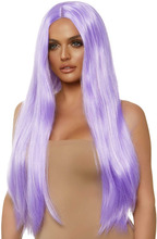 Long Straight Center Part Wig Lavender Parukk