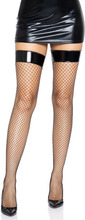 Vinyl Top Fishnet Thigh Highs Black O/S Strømpebukser