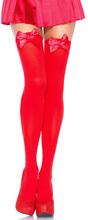 Nylon Thigh Highs With Bow Red O/S Stay-ups