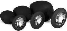 Easytoys Silicone Buttplug Set With Diamond Black Analplug pakke