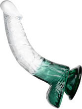 Crystal Pleasures Dual Color Curved Green 18 cm Dildo med sugekop