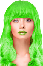 Party Wig Long Wavy Hair Neon Green Peruukki
