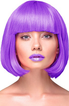 Party Wig Short Straight Hair Purple Paryk