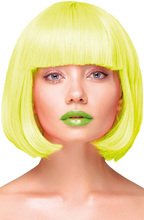 Party Wig Short Straight Hair Neon Yellow Peruk