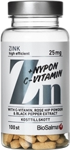 BioSalma Zink 25mg + C-vitamin & Nypon 100 tablettia