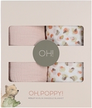 Oh, Poppy! Holly Muslin Swaddle Blanket 2-p Pink
