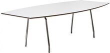 Konferensbord Line, 240 x 120, Vit bordsskiva med svart ABS kantlist, Silver stativ