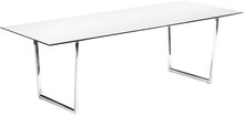 Konferensbord Framie, 200 x 100, vit bordsskiva, Silver stativ